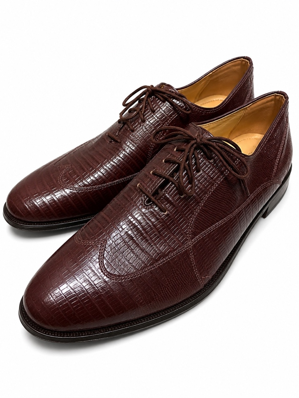 Giorgio Brutini Men’s 13 M Brown Leather Exotic Embossed Oxford Dress Shoes